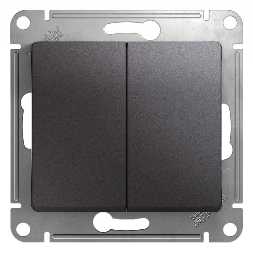 GLOSSA 2-клавишный ПЕРЕКЛЮЧАТЕЛЬ, сх.6+6, 10АХ, механизм, ГРАФИТ