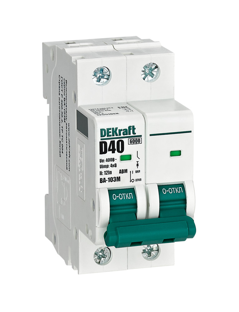 Авт. выкл. без теплозащиты 2P 40А х-ка D 6кА ВА-103M