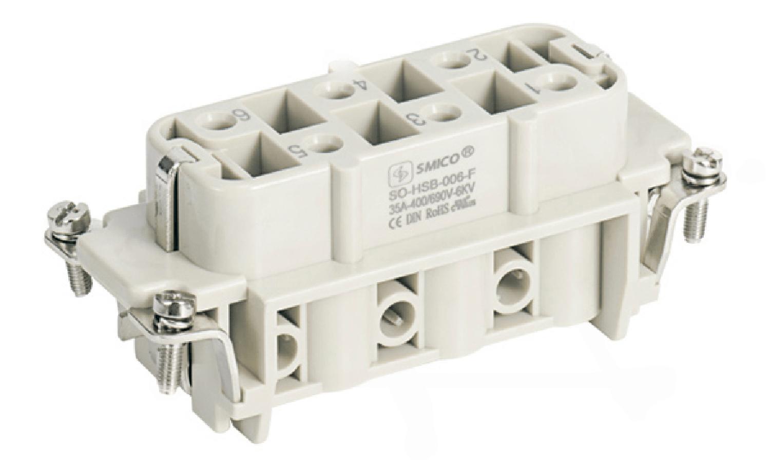 Вставка контактная, размер H16B, тип гнездо, 6P+PE, 35A, 400/690V, винтовой зажим