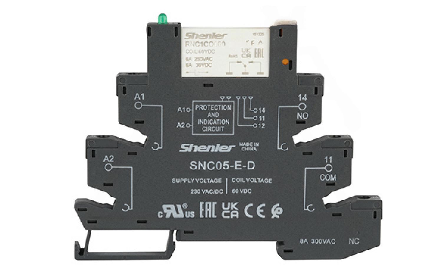 Реле интерфейсное RNC1CO060 с колодкой SNC05-E-D, винтовой зажим, 1CO, 6A(250VAC), 230VAC/DC, LED, W=6.2mm