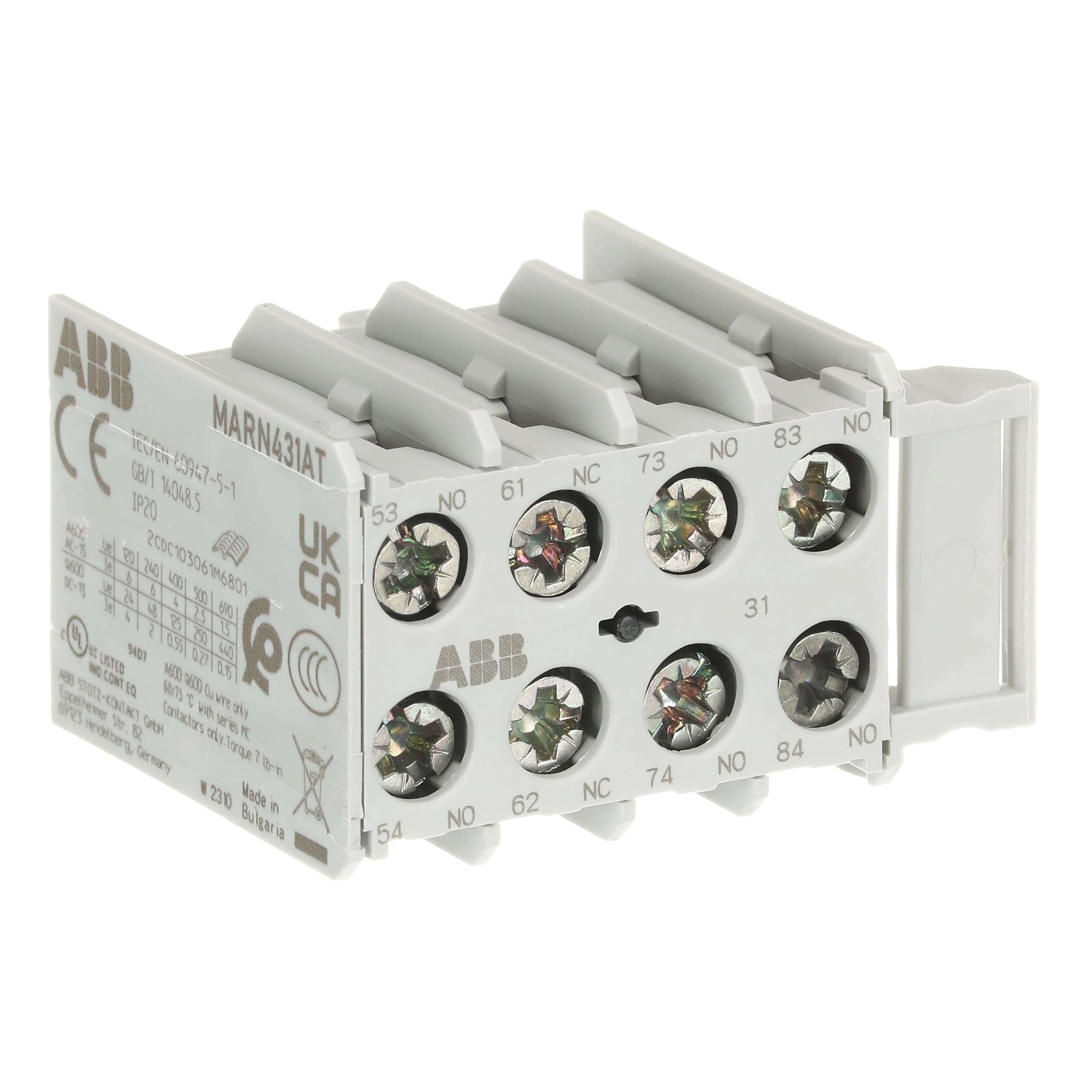 MARN431AT Дополнительный контакт 3NO/1NC винтовой зажим, фронтальный монтаж