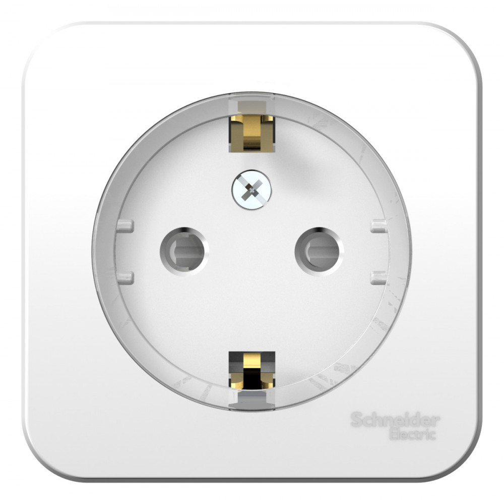 BLANCA О/У РОЗЕТКА с заземлением со шторками, (КОМПАКТ) ИЗОЛ.ПЛ., 16А, 250В, БЕЛЫЙ