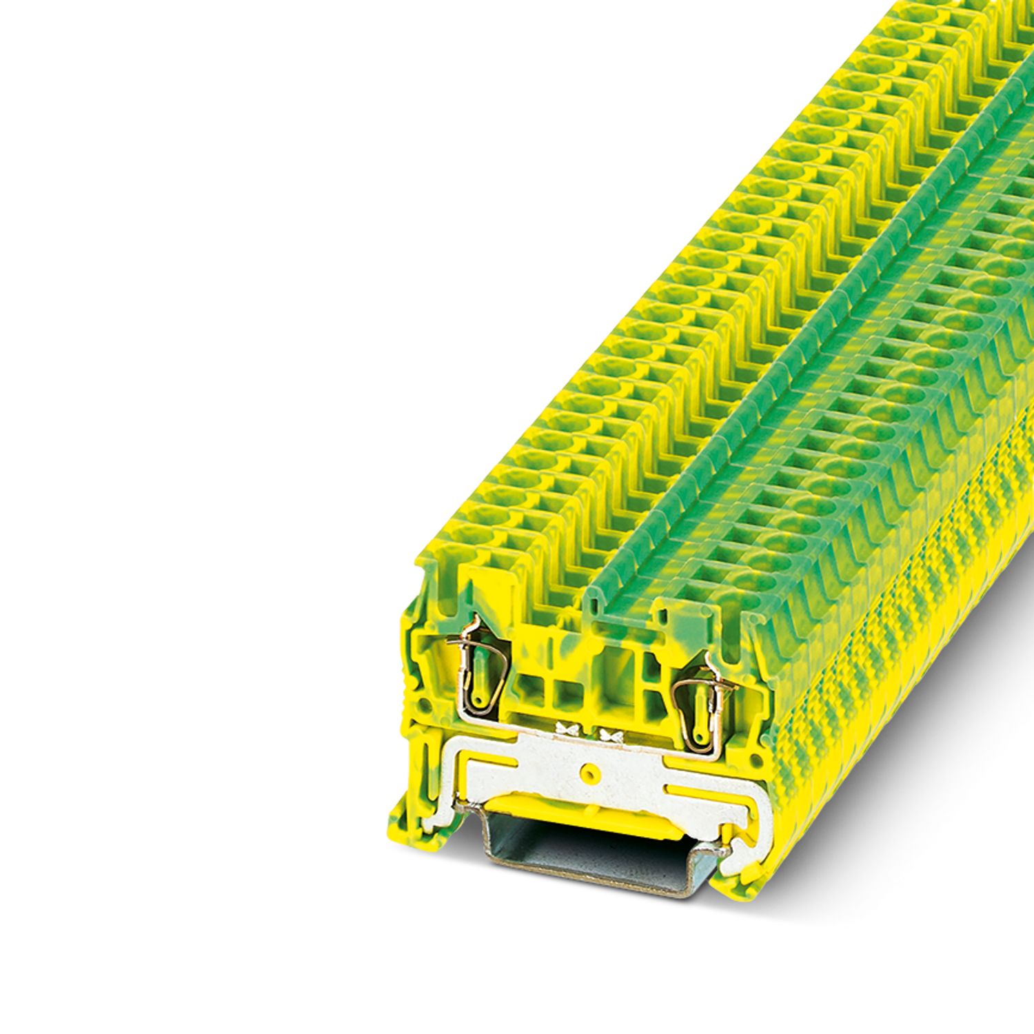 Клемма защитного проводника ST 2,5-PE /5,2mm, пружинная, 2 присоед., 2,5(max 4)mm2, желто-зеленая