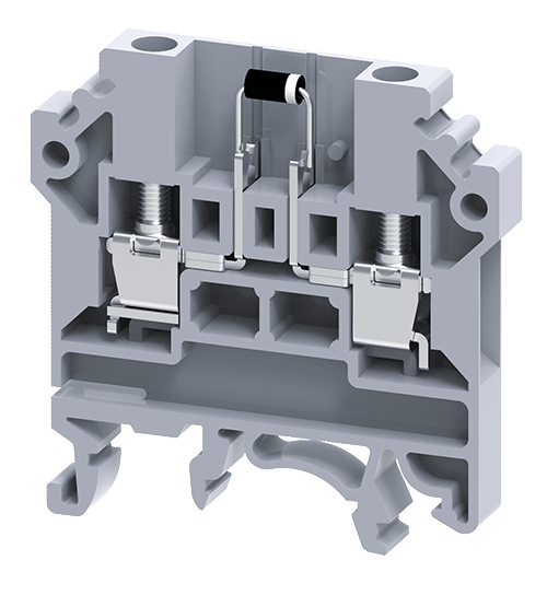 Клемма с диодом CKT4UD1 /6x46,3mm, винтовая, 1N4007 (1000V, 1A), сх. L-R, 2 присоед., 4(max 6)mm2, 500V, серая