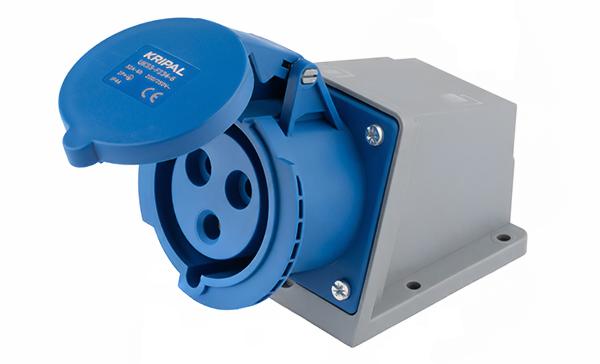 Разъем пром. силовой CEE настенный угловой, гнездо, 32A, 2P+E 6h, 200_250VAC 50/60Hz, IP44, серия Hexie
