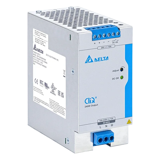 Блок питания импульсный CliQ III, 240W, 10А, 88_264VAC / 24VDC, DIN35, реле DC OK, винт.клеммы, ал.корпус