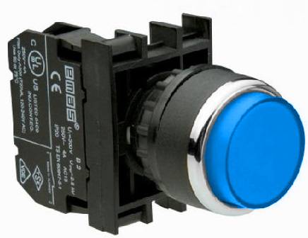 Кнопка выступающая синяя B100HM (1НО)
