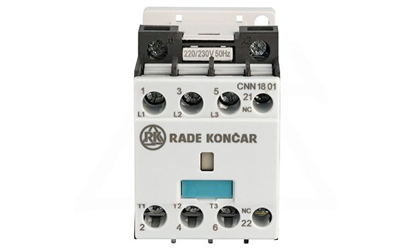 Контактор CNN 18 01 220/230V 50Hz, 3P, 18A/(30A по AC-1), 7.5kW(400VAC), 220/230VAC, 1NC