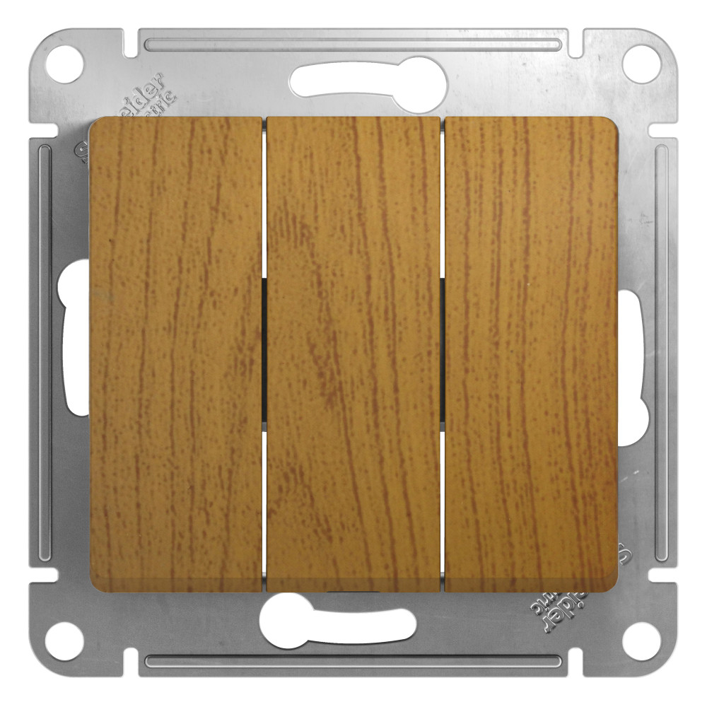 GLOSSA 3-клавишный ВЫКЛЮЧАТЕЛЬ, сх.1+1+1, 10АХ, механизм, ДУБ