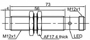 LANBAO LR12XCN04DNOG-E2 Индуктивный датчик М12, 4мм, NPN NO, разъём М12