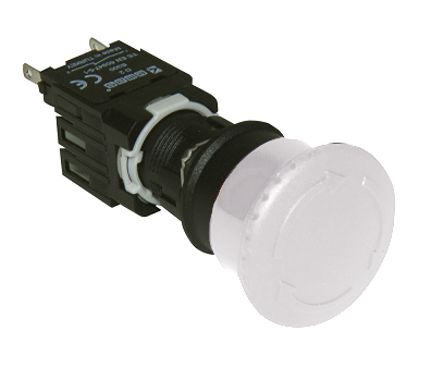 Кнопка "Грибок" 30мм (1НО), белый цвет, без фиксации, серия D (250В AC, 1,5А), IP50 D100YM30B