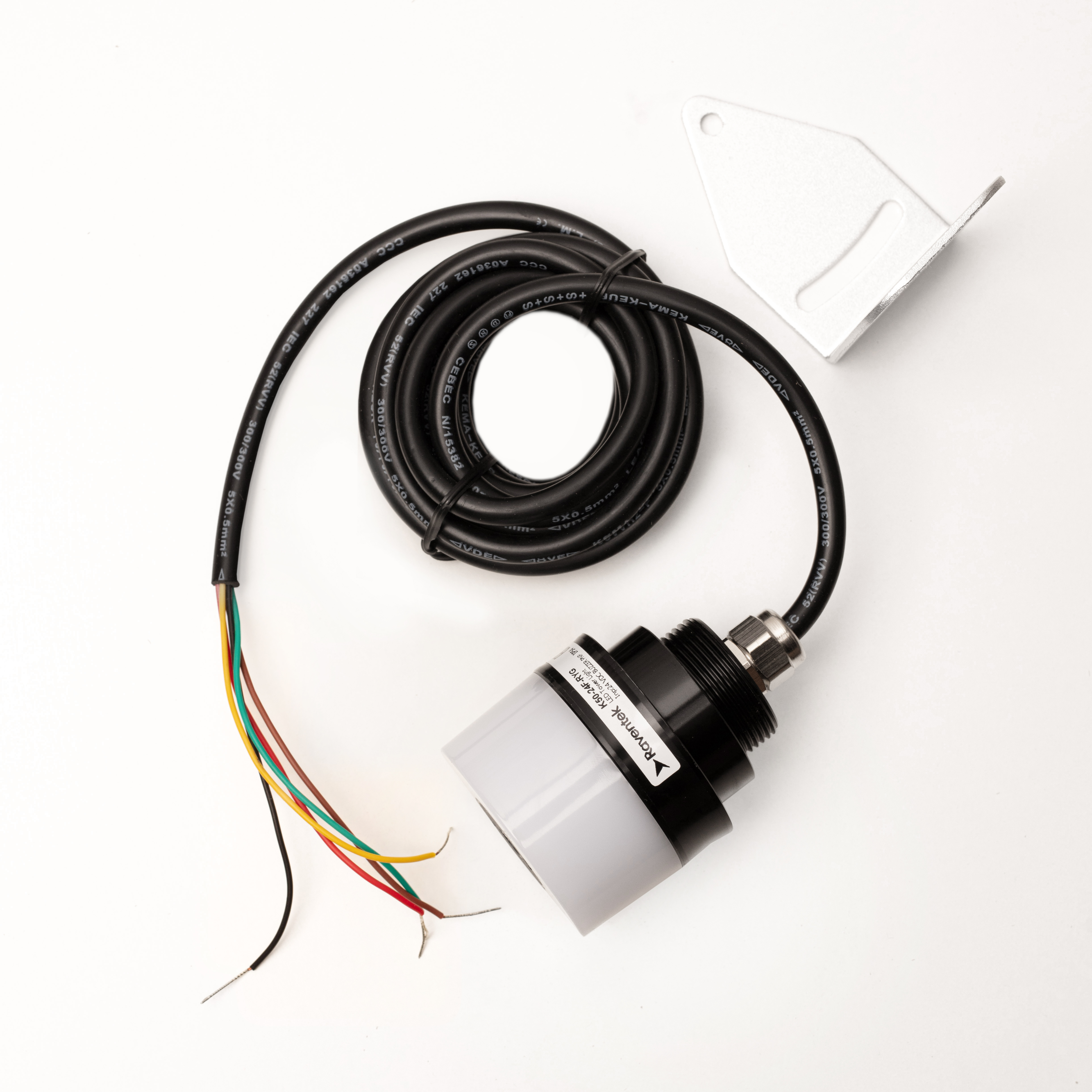 RAVENTEK K50-24F-RYG светосигнальный маячок ?50 постоянное свечение с зуммером IP54 RYG кабель 2м