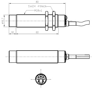 Емкостной датчик уровня LANBAO CR18XTCN05DNR
