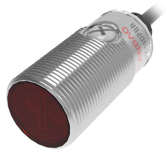 LANBAO PSM-BC10DNB Датчик диффузного отражения 10 см, инфракрасный (940нм), PNP, NO/NC, 10…30 DC, цилиндрический, кабель 2 м, IP 67