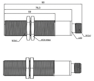 LANBAO UR18-CM1DU10-E2 датчик ультразвуковой M18 Sn=60-1000мм 0...10V разъем M12 + кабель 2м
