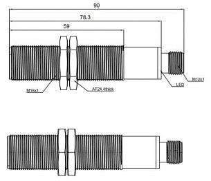 LANBAO UR18-CM1DU10-E2 датчик ультразвуковой M18 Sn=60-1000мм 0...10V разъем M12 + кабель 2м