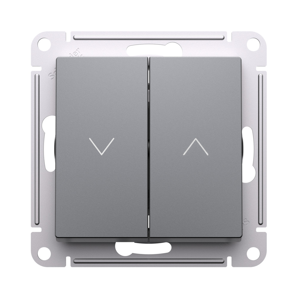 ATLASDESIGN 2-клавишный ВЫКЛЮЧАТЕЛЬ ДЛЯ ЖАЛЮЗИ, сх.4, 10А, механизм, СТАЛЬ