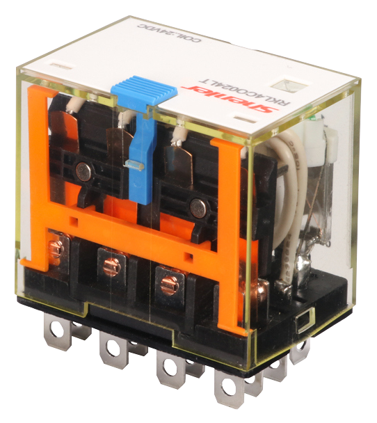 Реле RKL4CO024LTD 4CO, 10A, (250VAC/30VDC), 24VDC, мех. индикация, тест-кнопка с блокировкой, диод -A1/+A2, LED