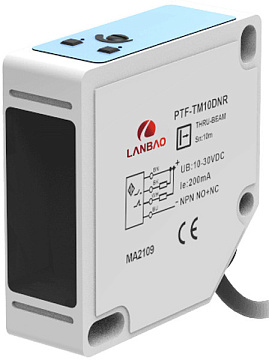 LANBAO PTF-TM10S оптический датчик 50x50x17мм 2х-проводной (T-тип) Sn=10м кабель 2м/передатчик