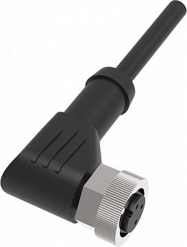 LANBAO QE12-N3G5 Соединительный кабель (угловой разъем), 250 AC/DC, 5 м, PVC, никелированная латунь, IP67