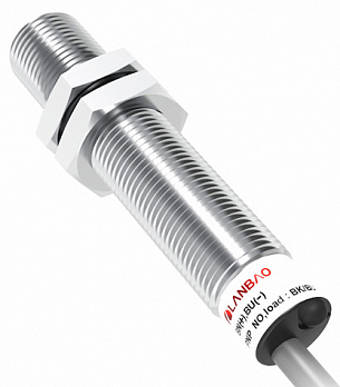 LANBAO LR12XCF06DPOY Индуктивный датчик 6 мм, цилиндрический, заподлицо, 10…30 DC, PNP, NO, никелированная латунь, кабель, IP67