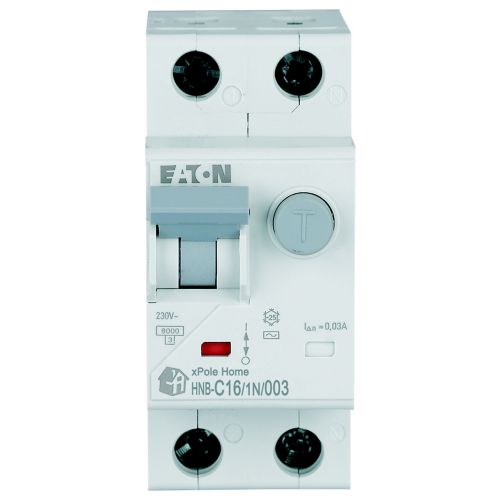 Дифф. авт. выключатель HNB-C16/1N/003, 1P+N, 16A, хар-ка C, 6kA, 30mA, тип АC, 2M