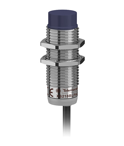 ЦИЛИНДРИЧЕСКИЙ ИНДУКТИВНЫЙ ДАТЧИК M18, латунь, Sn 8 mm, PNP, NO, cable 2 m, L53 mm, 12...24 VDC, non-flush, 3 провода XS218BLPAL2