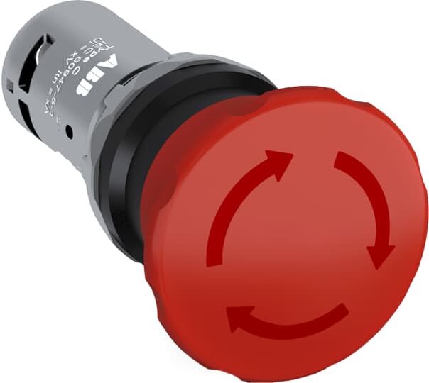 Кнопка CE4T-10R-01 аварийной остановки, красная, разбл. поворотом, 1NC, 1A, IP66, пластик, 22mm