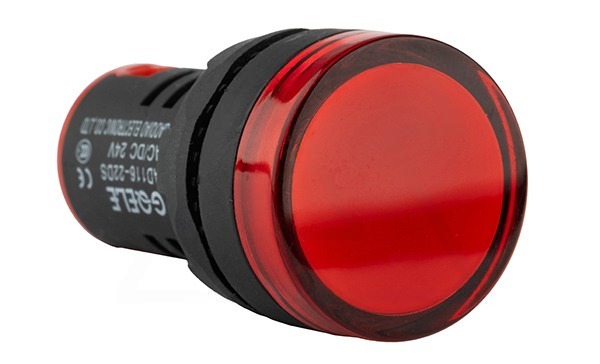 Индикатор светодиодный моноблочный AD116-22DS, красный, LED 380VAC, IP65, 22mm