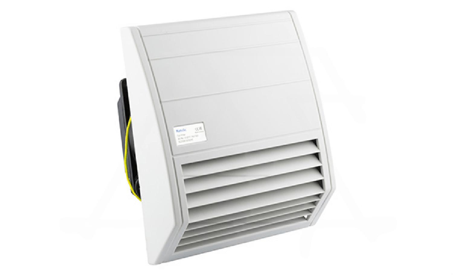 Вентилятор с фильтром EFF c решеткой снизу 16Вт, 70м3/ч, 230VAC, габариты 226x209x139мм, вырез 176x176мм, IP55, RAL7035