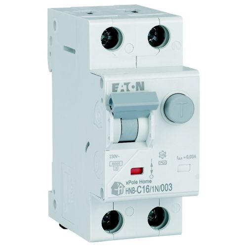 Дифф. авт. выключатель HNB-C16/1N/003, 1P+N, 16A, хар-ка C, 6kA, 30mA, тип АC, 2M
