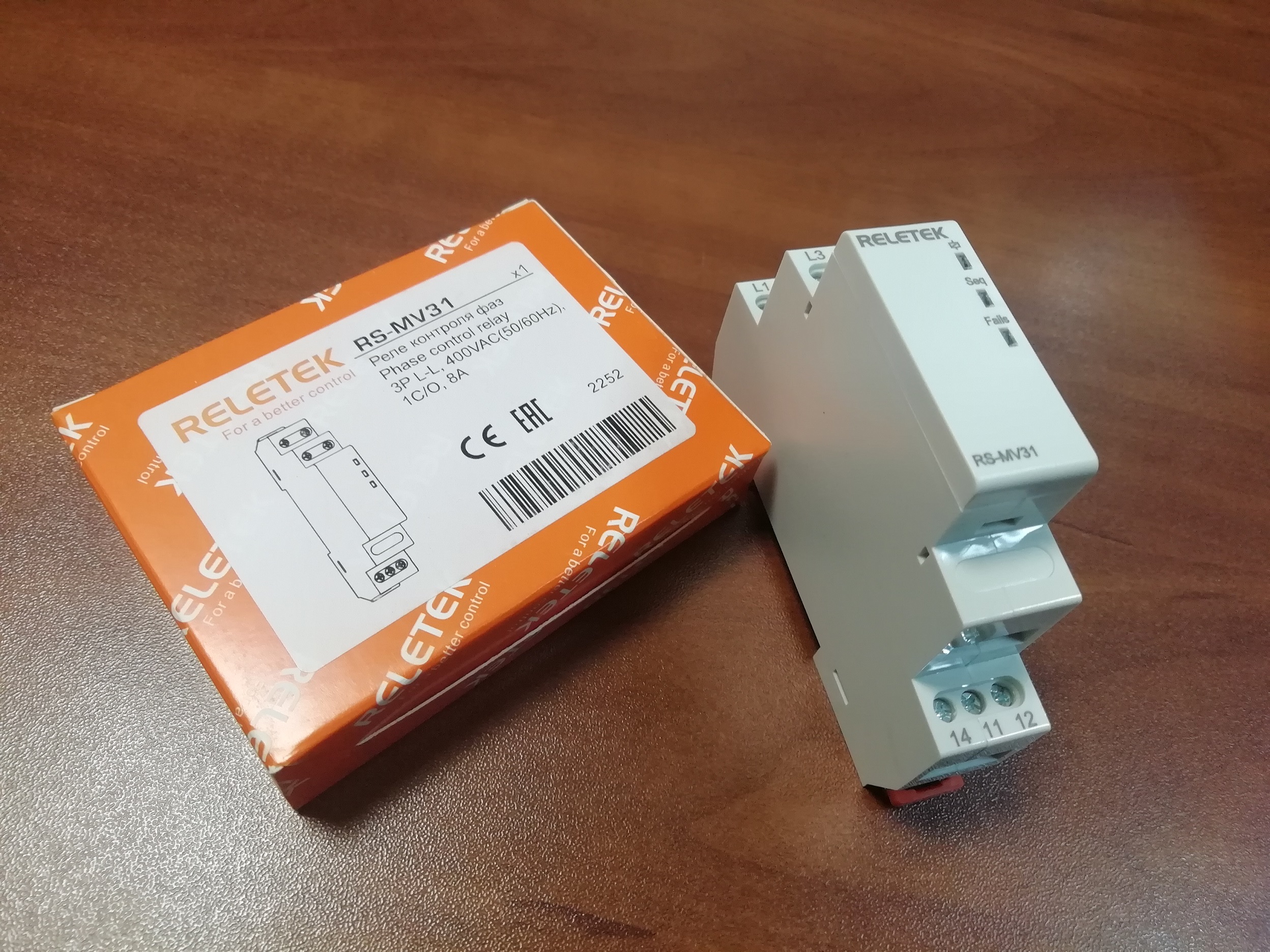 Реле контроля фаз RS-MV31/400, 3P L-L 400V, 1CO 8A(250VAC), обрыв, чередование, 1M