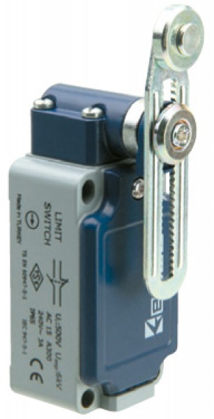 Концевой выключатель, привод реверсивный металлический ролик 18мм с угловым действием, регулируемый (1НЗ+1НО, мгновенное сраб.), серия L52, металлический корпус (240В AC, 3А), IP65 L52K13MEM122