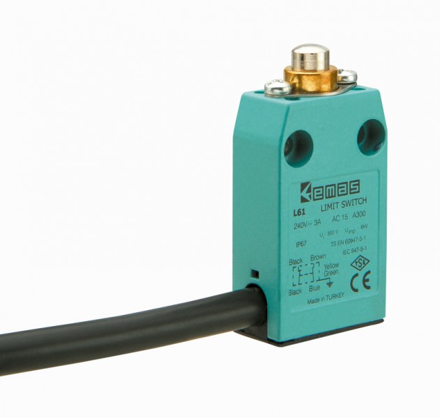 Концевой выключатель, привод металлический плунжер (1НЗ+1НО, мгновенное сраб.), серия L66, пластиковый корпус (240В AC, 3А), IP67