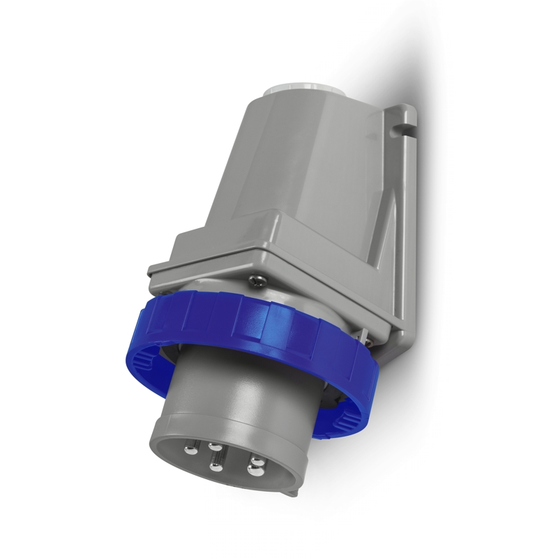 Разъем пром. силовой CEE настенный угловой, штекер, 32A, 2P+E 6h, 200_250VAC 50/60Hz, IP66/IP67/IP69, серия OPTIMA