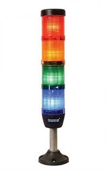 Сигнальная колонна 50мм, 4 цвета (красный, зелёный, жёлтый, синий), светодиод LED, алюм. патрубок 100мм с основанием, 220В AC, IP40 IK54L220XM03