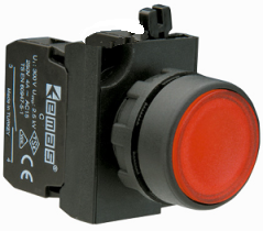 Кнопка (1НО+1НО), красный цвет, серия CP (250В AC, 4А), IP65 CP101DK