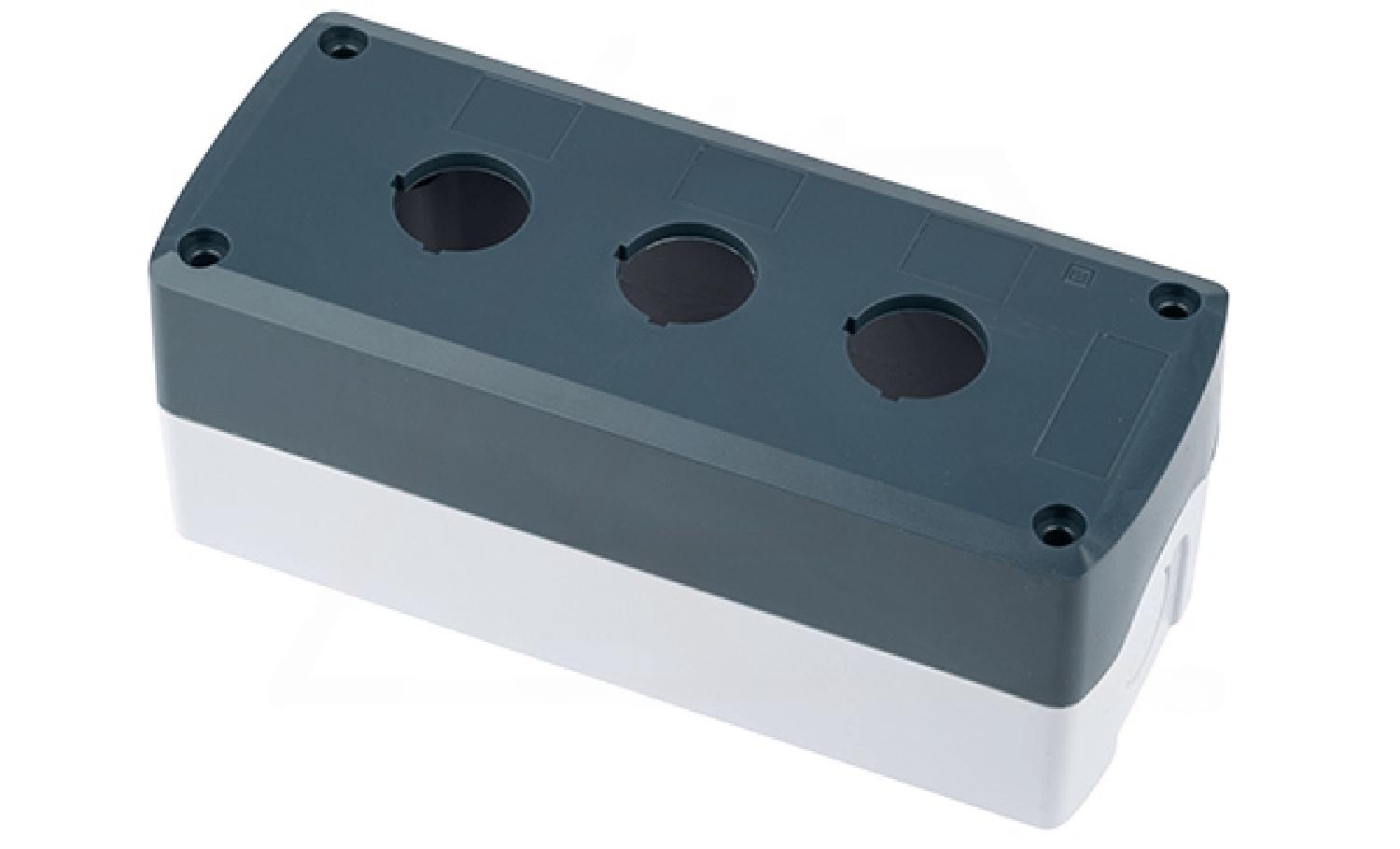 Корпус для поста кнопочного, пластик, серый/черный, 71x170x65,5mm, 3 места, IP65