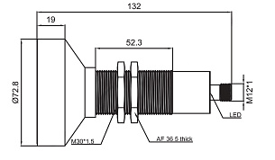 LANBAO UR30-CM6DPB-E2 ультразвуковой датчик M30 PNP NO/NC Sn=6000мм разъем M12