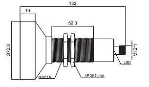 LANBAO UR30-CM6DPB-E2 ультразвуковой датчик M30 PNP NO/NC Sn=6000мм разъем M12
