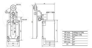 LANBAO LSAR-5108 концевой выключатель NO/NC регулируемый роликовый рычаг