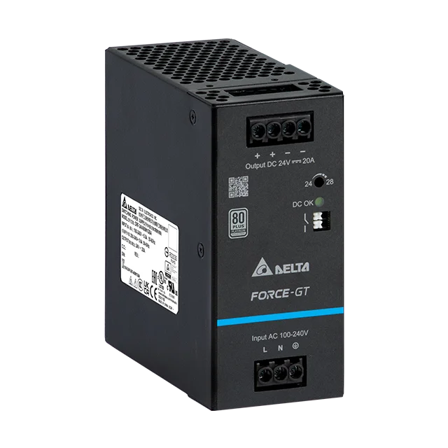 Блок питания импульсный Force-GT, 480W, 10А, 90_264VAC / 48VDC, DIN35, реле DC OK, винт.клеммы, ал.корпус