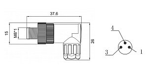 LANBAO QE8-W3G угловой штекер M8 3pin