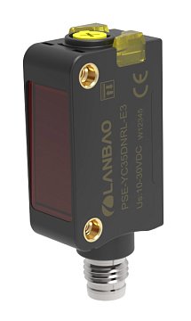 LANBAO PSE-YC35DNRL-E3 оптический датчик 32,5x10,6x20мм NPN NO/NC Sn=350мм LASER (D-тип) разъем M8
