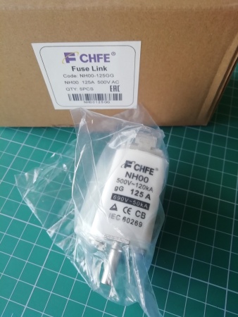 Вставка плавкая NH00, 125A, 500VAC, 120kA, тип gG