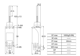 LANBAO LSAR-8168 концевой выключатель NO/NC пружинный рычаг