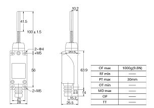 LANBAO LSAR-8168 концевой выключатель NO/NC пружинный рычаг