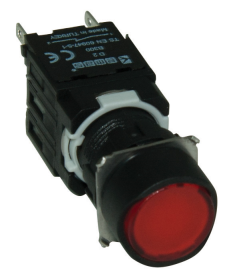 Кнопка нажимная, возвратная, круглая, красная (1НО)