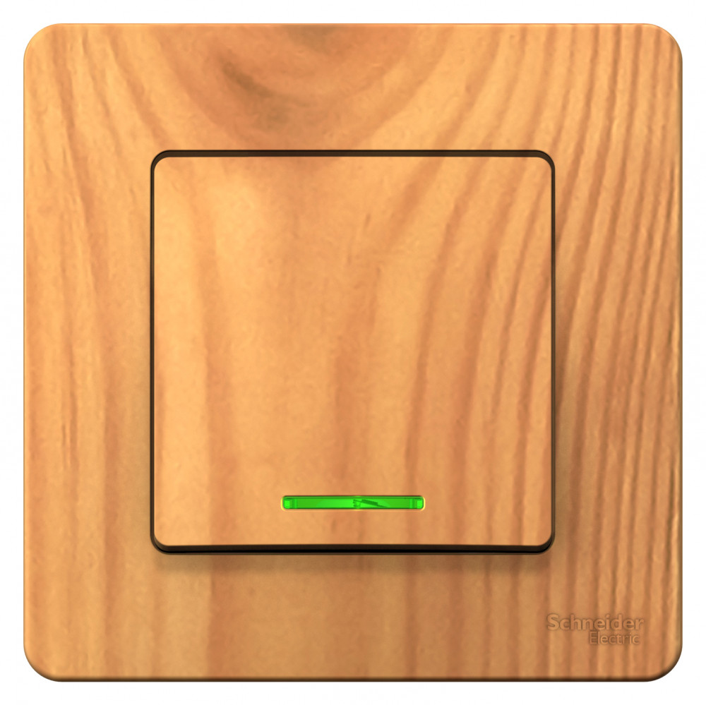 BLANCA С/У 1-клавишный ПЕРЕКЛЮЧАТЕЛЬ (сх.6) с подсв., 10А, 250В, ЯСЕНЬ