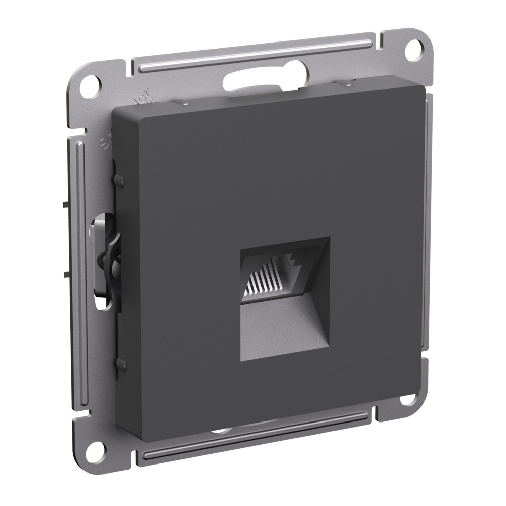 ATLASDESIGN РОЗЕТКА компьютерная RJ45 кат. 6A, механизм, БАЗАЛЬТ
